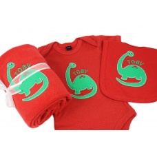Personalised Baby 3 Piece Dinosaur Gift Set